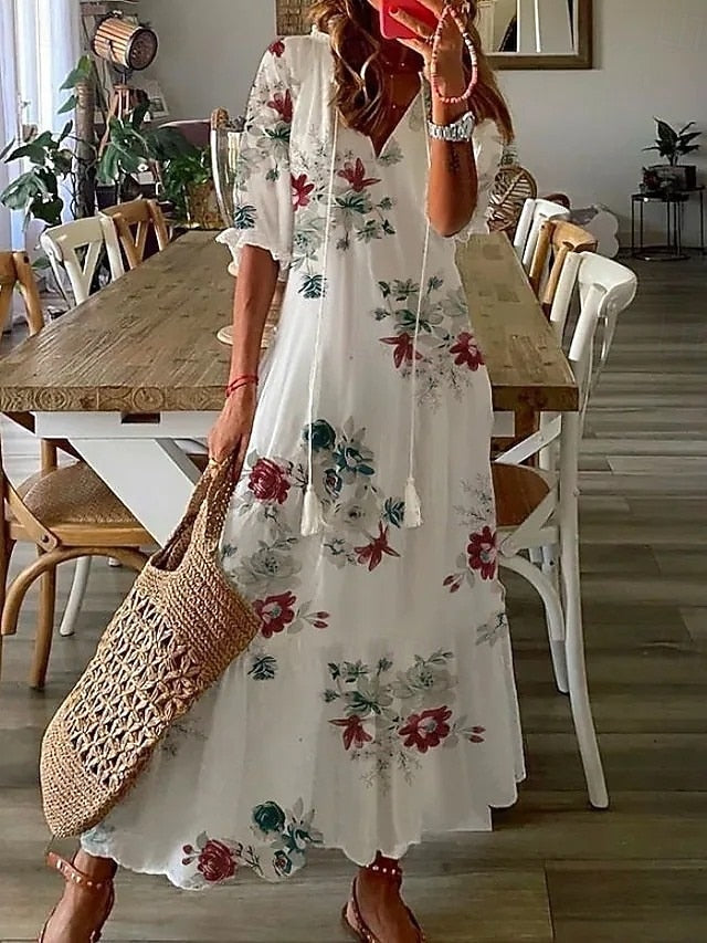 Women's Long Dress Maxi Dress Boho Dress Print Dress Peplum