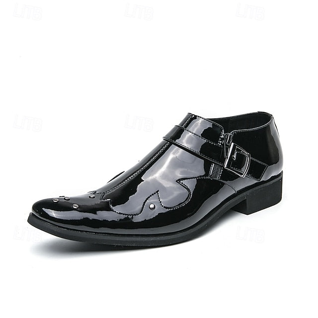 Strap Black Shoes Monk – Men's Leather Formal