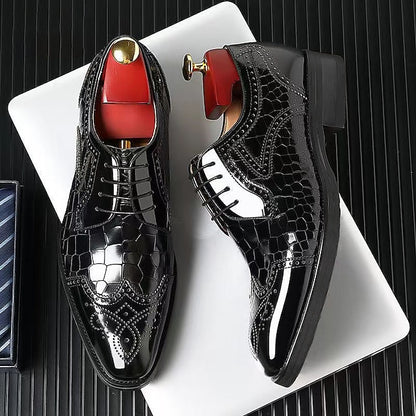 Shoes Burgundy Patent Leather Brogue Oxford Men's with