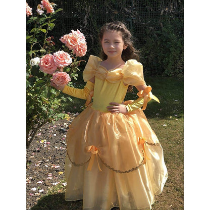 Belle Dress Girl's Princess Flower Off with Gloves