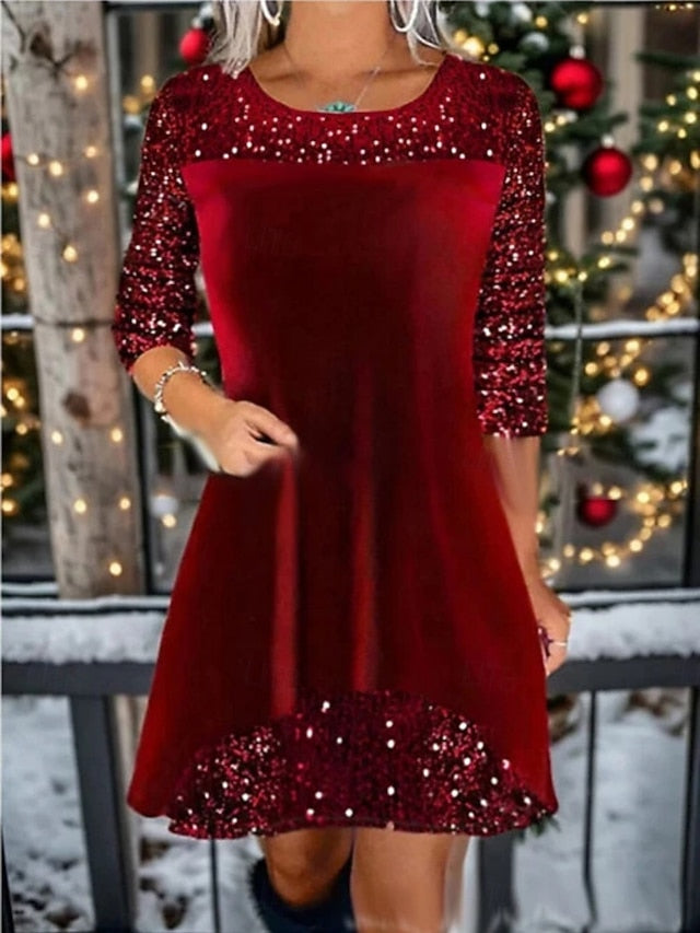 Women's Velvet Mini Dress A Line Dress Casual Daily Regular