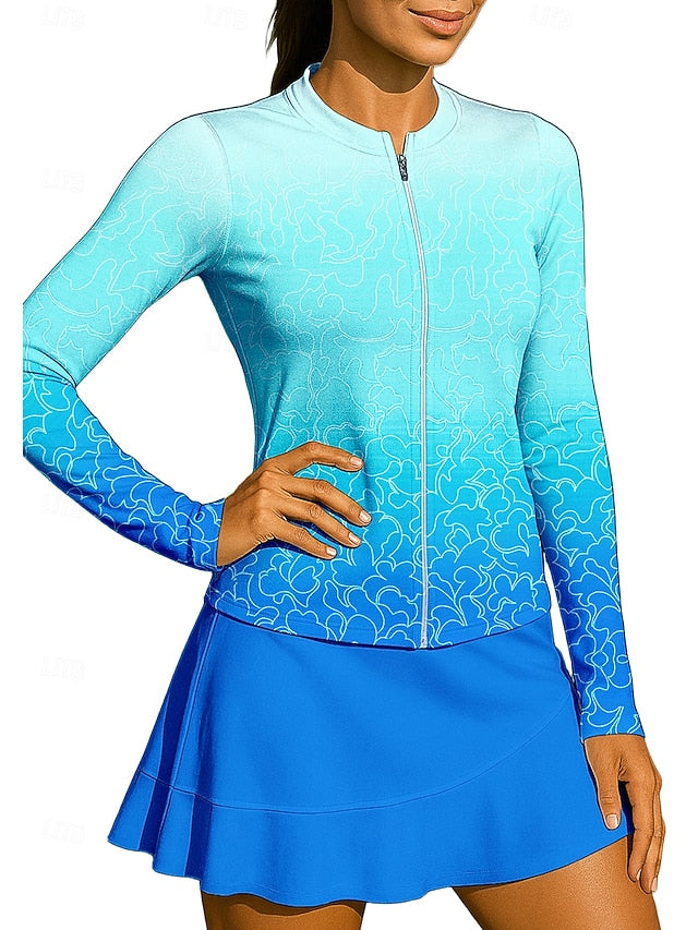 Gradient Top Tennis Sport Women's Long Shirt