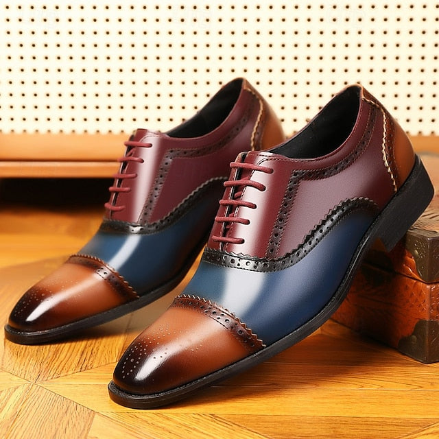Men's Two-Tone Brogue Black – and Faux Brown Shoes