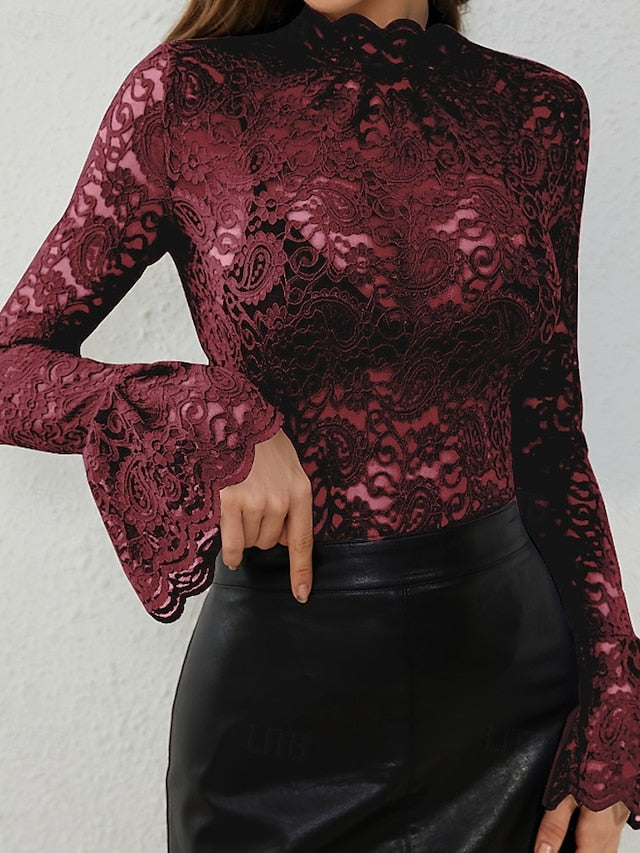 Women's Blouse Chiffon Tops Lace Tops Plain Stylish Sexy