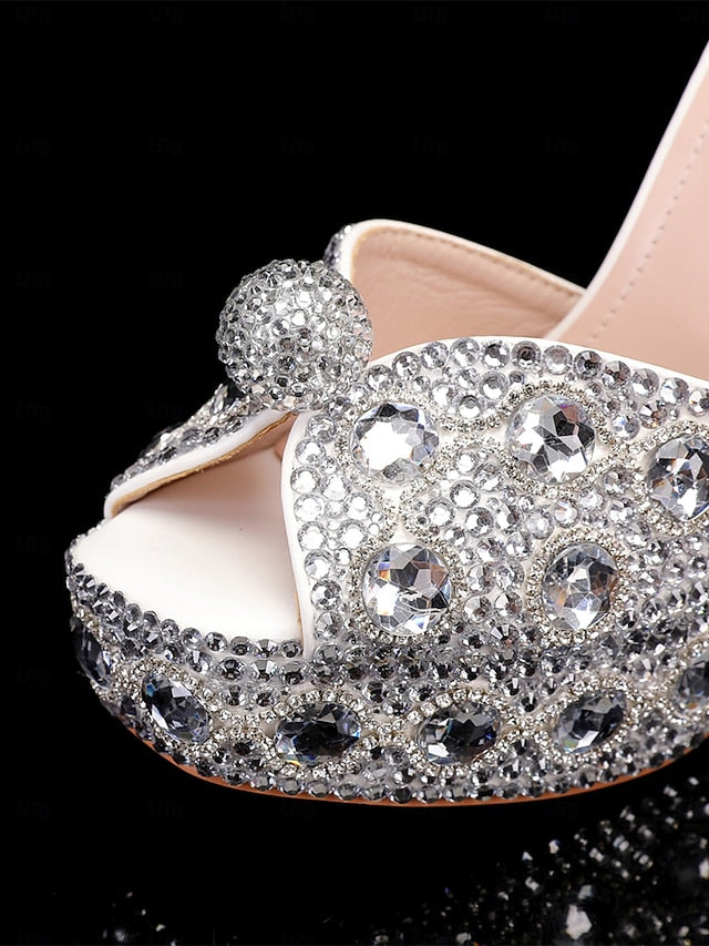 Women's Crystal-Embellished Sandals Glamorous Platform with