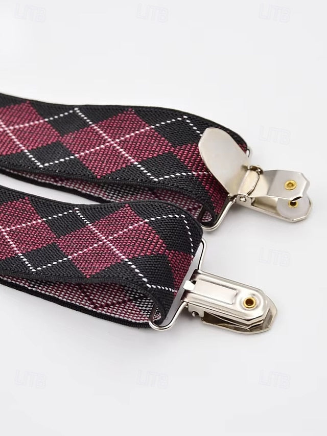 Clip-On Men's Classic Suspenders Pattern Argyle –