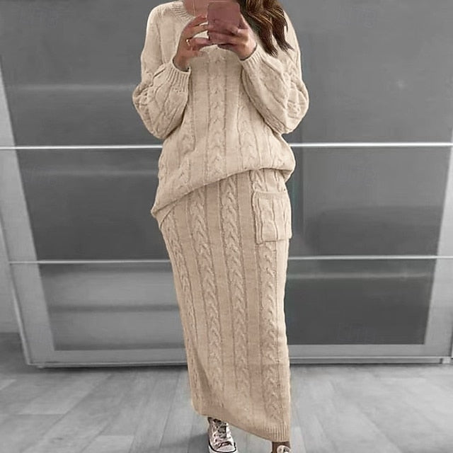 Women's Warm Fashion Streetwear Skirt Sets Bolero Top Long