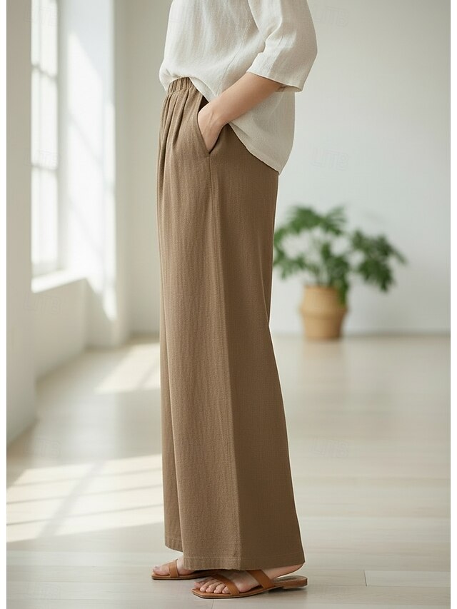 70% Linen Women's Linen Pants Culottes Wide Leg Wide Leg
