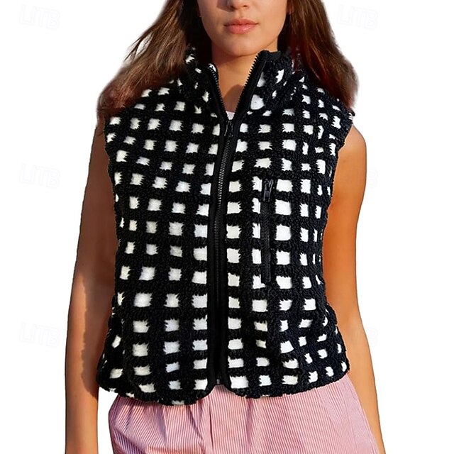 Women's Blouse Zipper Plaid Elegant Vintage Stylish