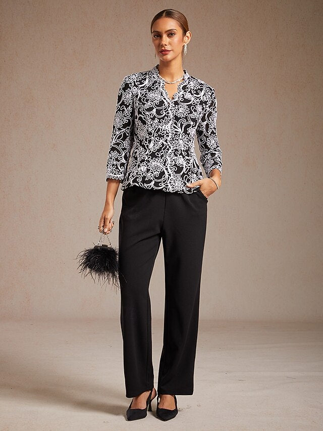 Women's Dressy Tops Twinset Elegant Lace Sequins Paisley