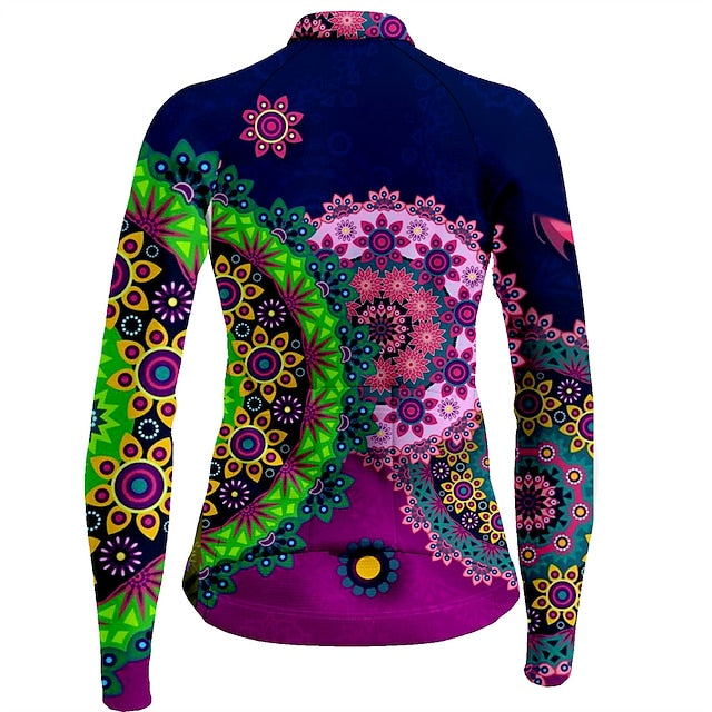 Women's Cycling Jersey Floral Botanical Long Sleeve Bike