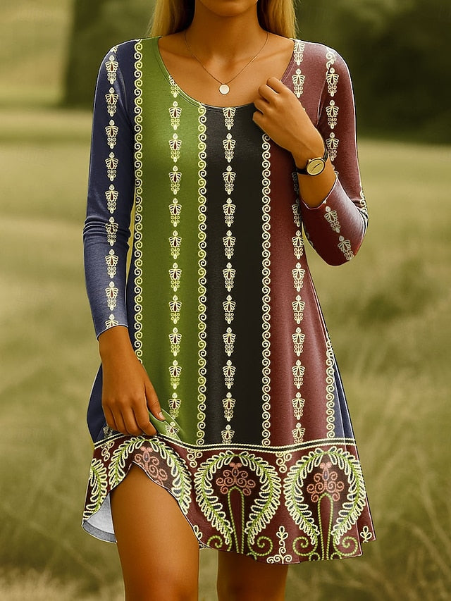 Women's Knee Length Dress Knit Dress Casual Dress T Shirt