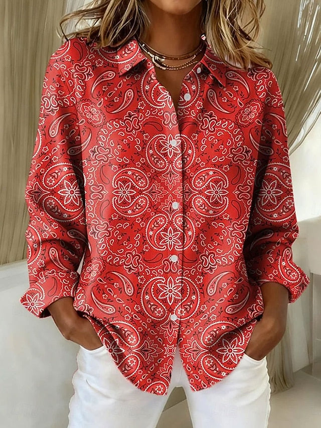 Women's Shirt Blouse Print Paisley Elegant Stylish Modern