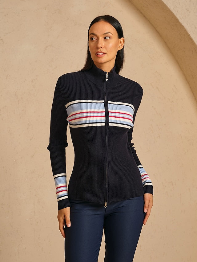 Women's Golf Jacket Navy Blue Long Sleeve Top Ladies Golf