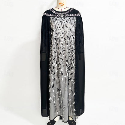 A-Line Dress Cape Neck of Mother Crew Elegant the Bride