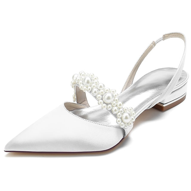 White Pearl Women's Satin with Elegant Shoes