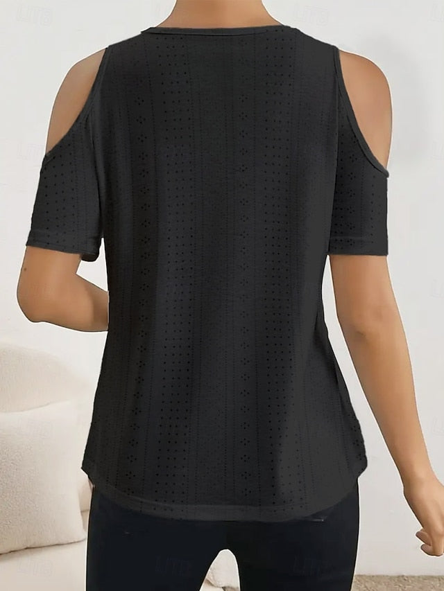 Women's Blouse Lace Patchwork Solid Color Stylish Casual