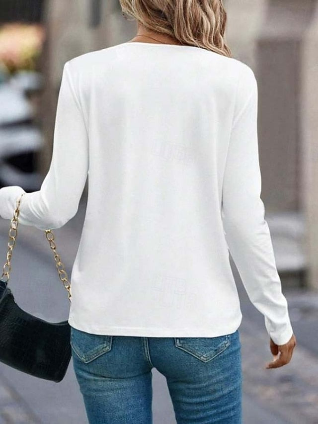 Women's Tunic T Shirt Fashion Casual Cat Regular Tops Long