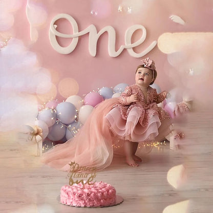 Performance Dress Girls' Party Kids Long Sequin Sleeve