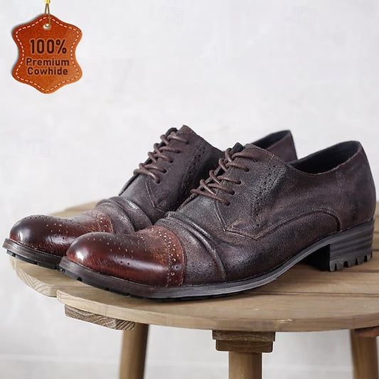 Vintage Shoes Genuine Brogue Oxford Leather Men's