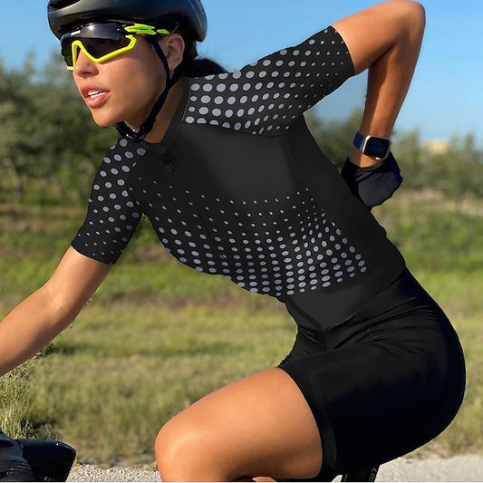 Women's Cycling Jersey Polka Dot Patterned Short Sleeve