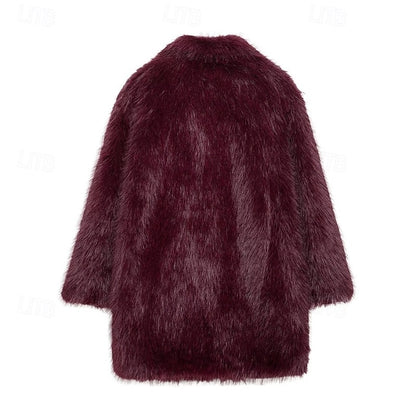 Fur Furs Comfortable Women's Pocket Warm Coat Faux