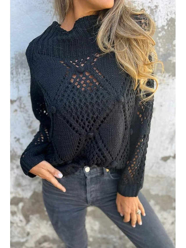 Women's Blouse Cut Out Plain Basic Modern Casual Long