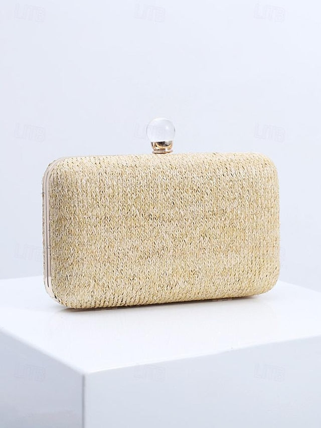 - with Clutch Purse Stylish Pearl Elegant Straw Clasp