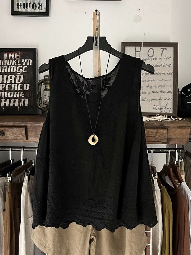Women's Lace Shirt Solid Color Elegant Bohemia Vacation