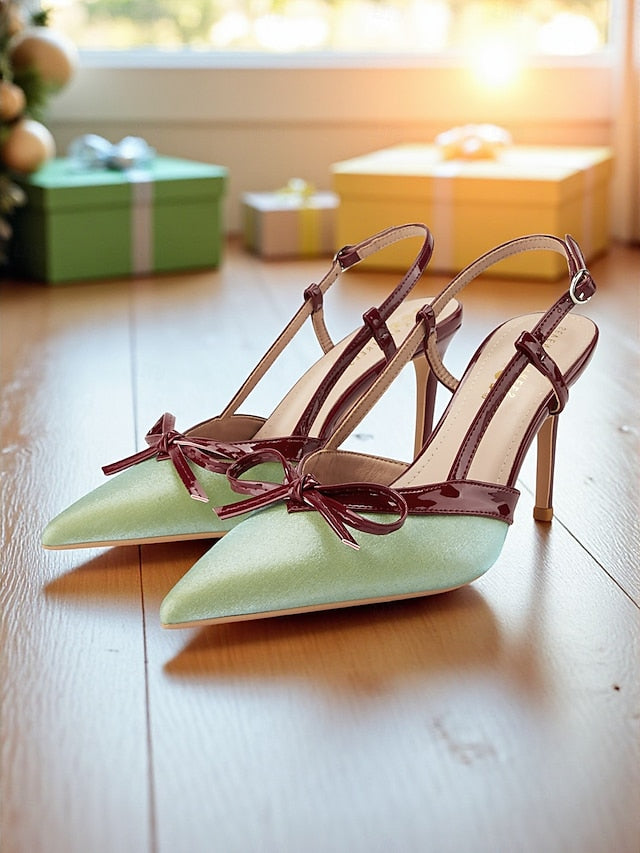 - Slingback Women's and Red Stiletto Green Heels Pointed