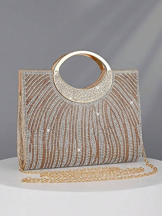 – Bag Round Evening Rhinestone Handle with Clutch Women's