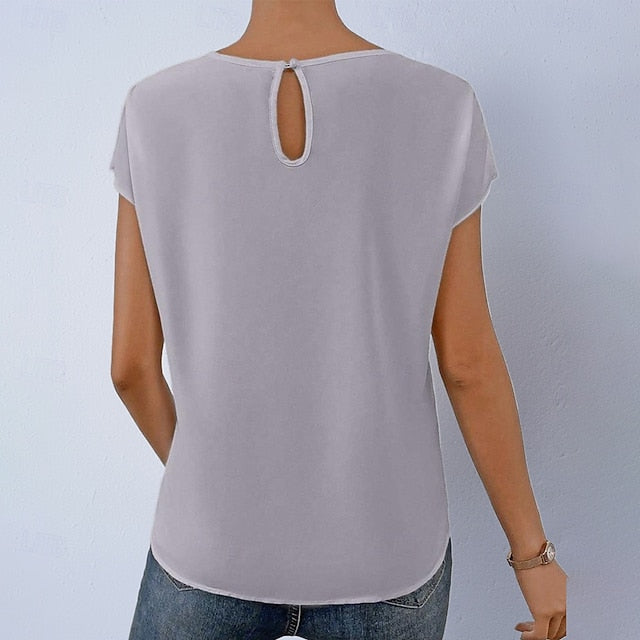 Women's Shirt Satin Blouse Dress Shirt Solid Color Plain
