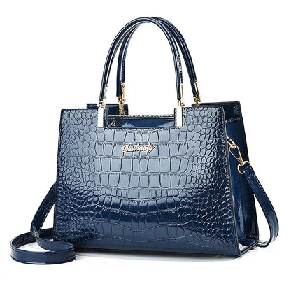 Black Crocodile Pattern Women's Elegant Handbag Leather |