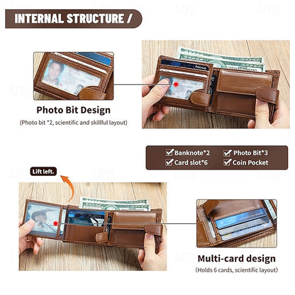 wallet card leather purse multi top cowhide layer Genuine coin