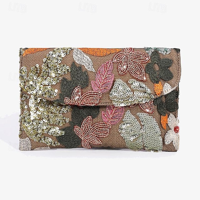 - Women's Floral Clutch Handheld Embroidered Evening Bag