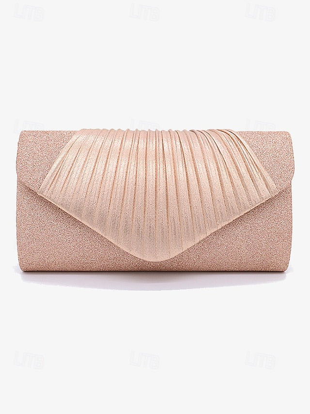 – with Pleated Evening Glitter Bag Champagne Design Clutch