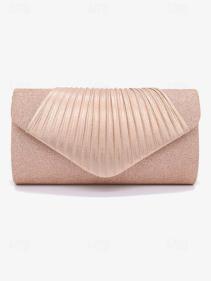 – with Pleated Evening Glitter Bag Champagne Design Clutch