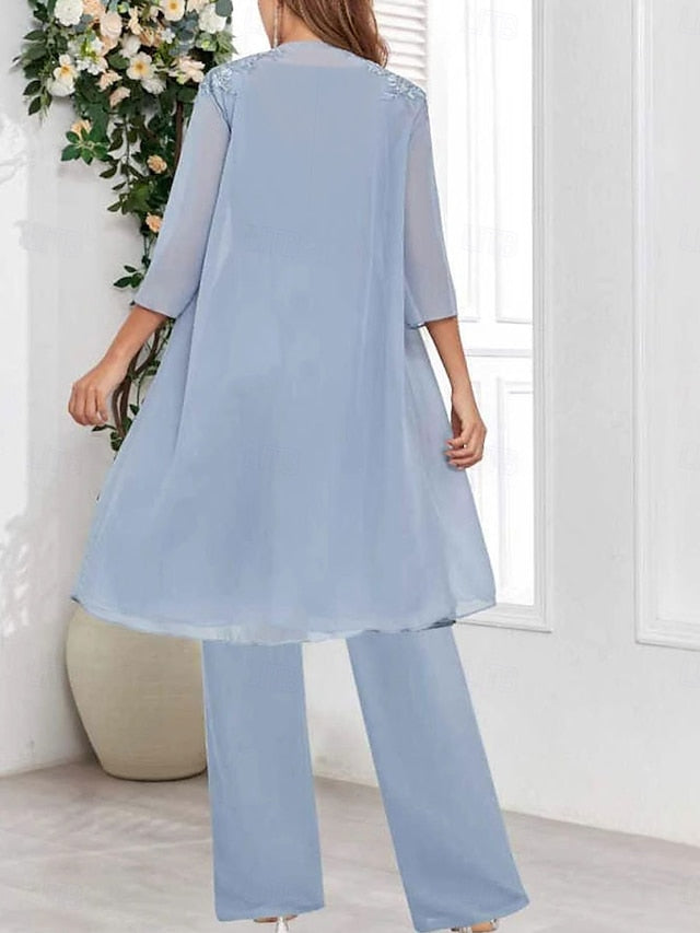 Piece Wedding the Guest V 3 Elegant Dress Mother of Simple Bride