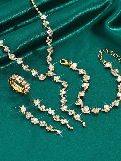 Jewelry Rhinestone Gold Set Necklace – Elegant