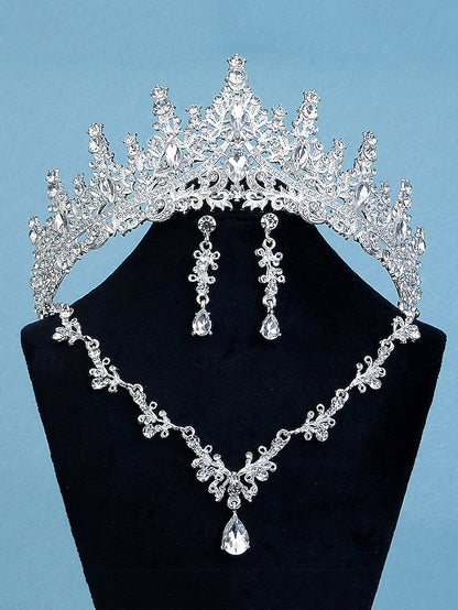 Necklace Set Gold-Plated Tiara and – Sparkling Crown Diamond