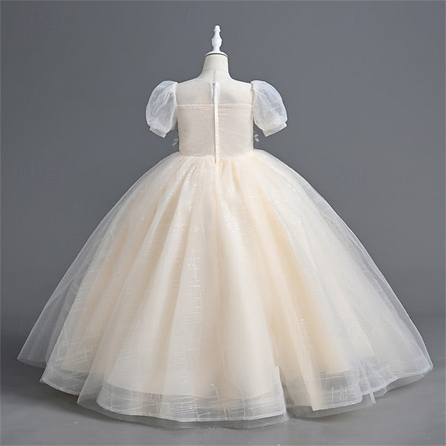 Party Color Girls' Girl Kids Dress Flower Solid