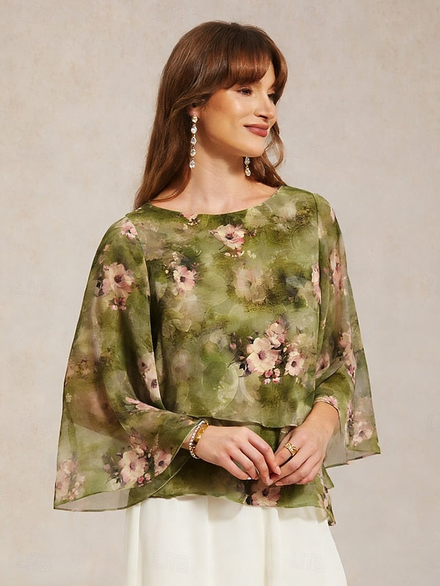 Women's Blouse Chiffon Tops Lace Tops Lace up Layered