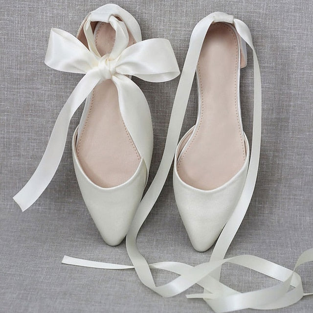 Ballet Tie Flats Satin Comfortable Women's Ribbon –