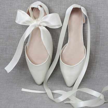 Ballet Tie Flats Satin Comfortable Women's Ribbon –