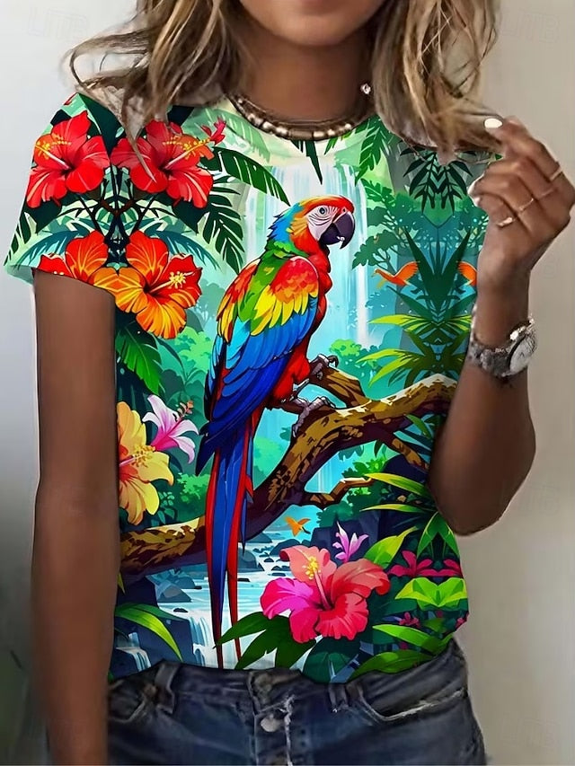 Women's T Shirt Graphic Animal Bird Vintage Stylish Classic