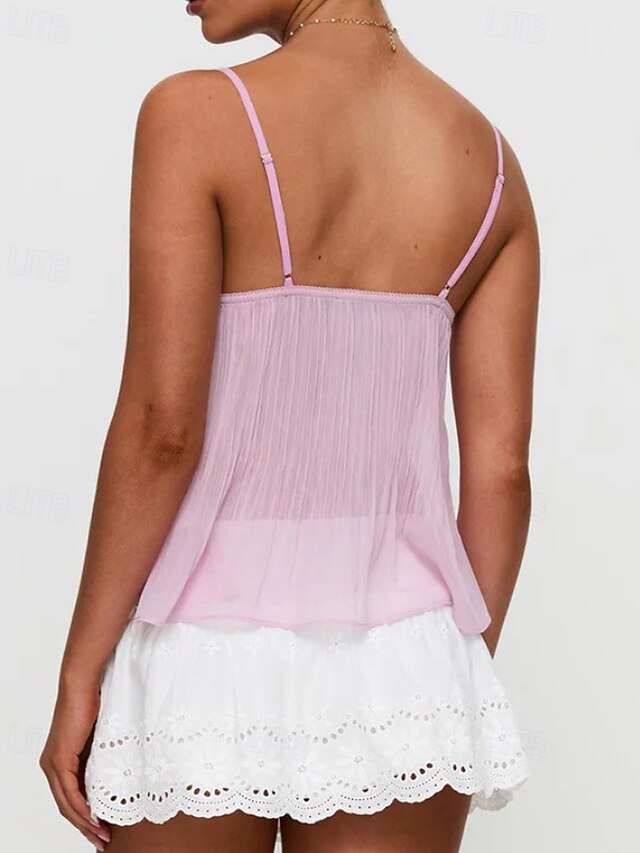 Blouse Casual Women's Tank Modern Plain Lace Top Camisole