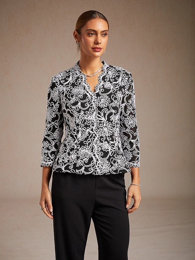 Women's Dressy Tops Twinset Elegant Lace Sequins Paisley