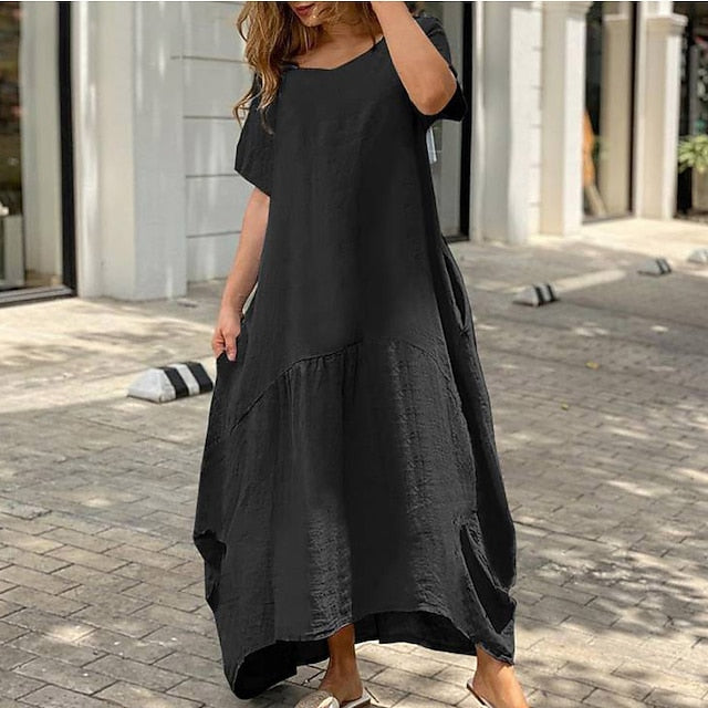 Women's Black White Yellow Summer Spring Maxi Dress White