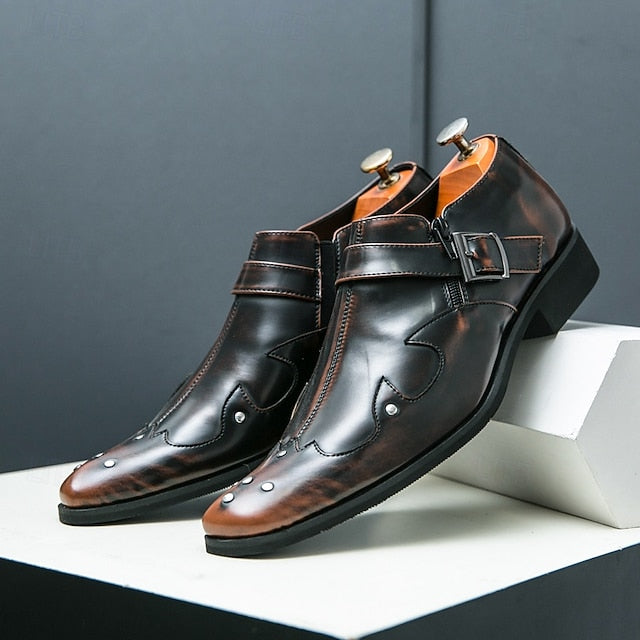 Strap Black Shoes Monk – Men's Leather Formal