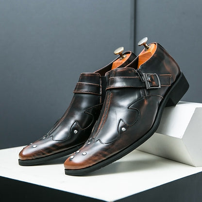 Strap Black Shoes Monk – Men's Leather Formal